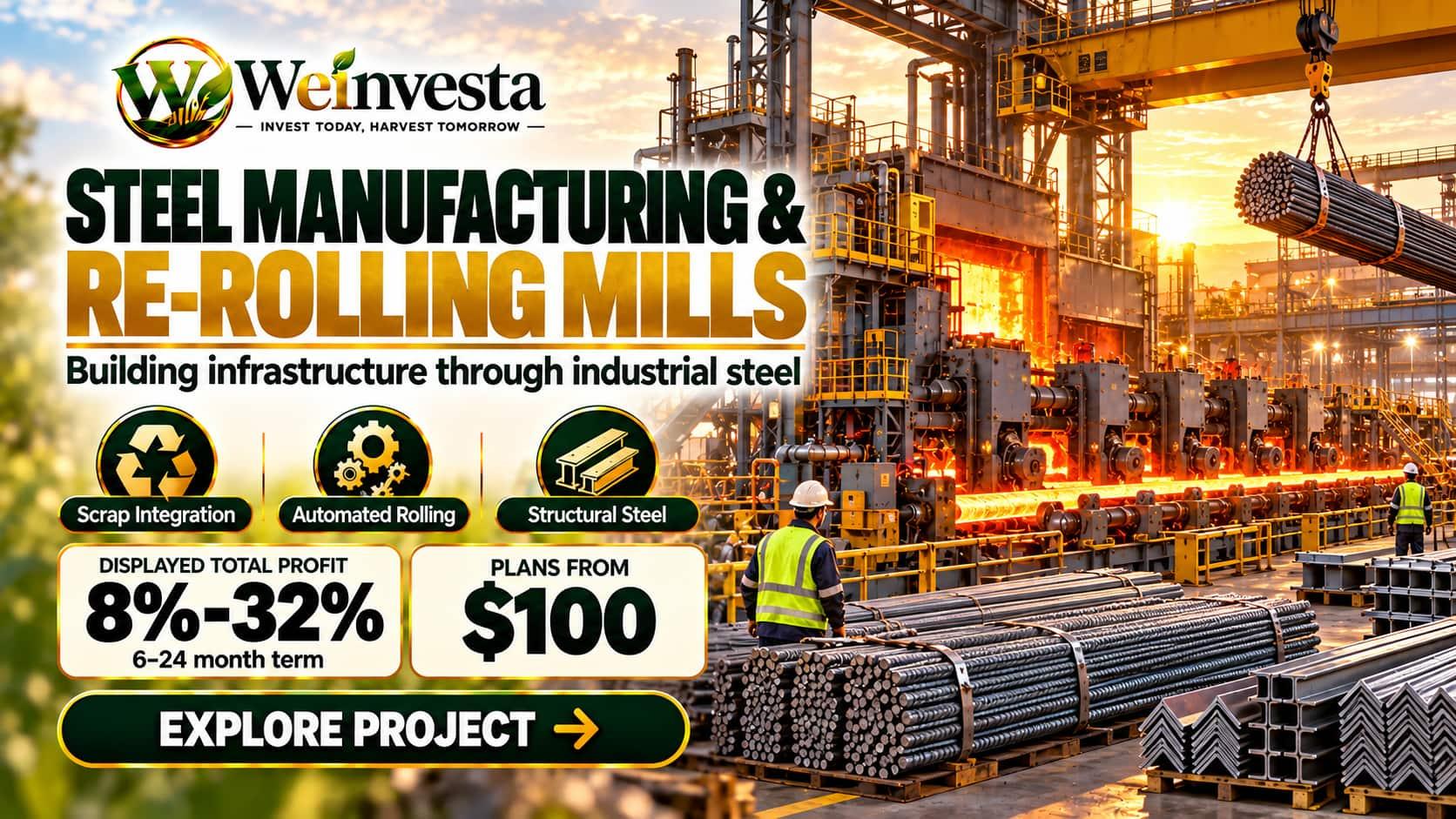 Steel Manufacturing & Re-Rolling Mill Investment | Weinvesta