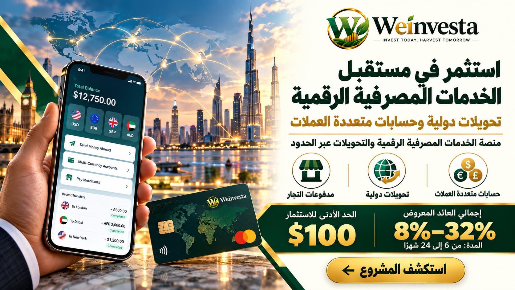 الاستثمار في الخدمات المصرفية الرقمية والتحويلات الدولية | Weinvesta