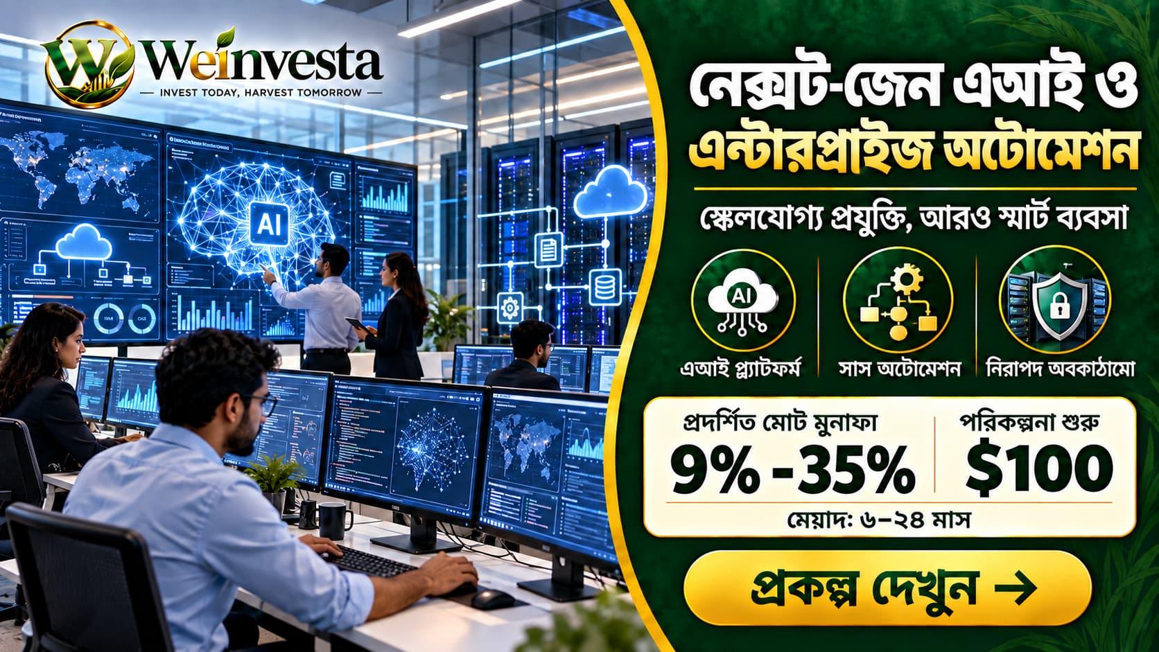 AI ও Enterprise Automation প্রকল্পে বিনিয়োগ | Weinvesta