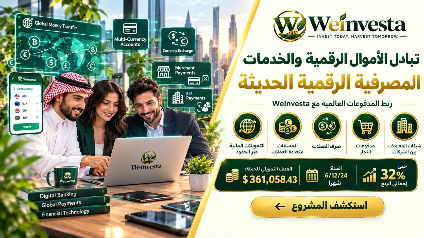 تبادل الأموال الرقمية والخدمات المصرفية الحديثة | WeInvesta