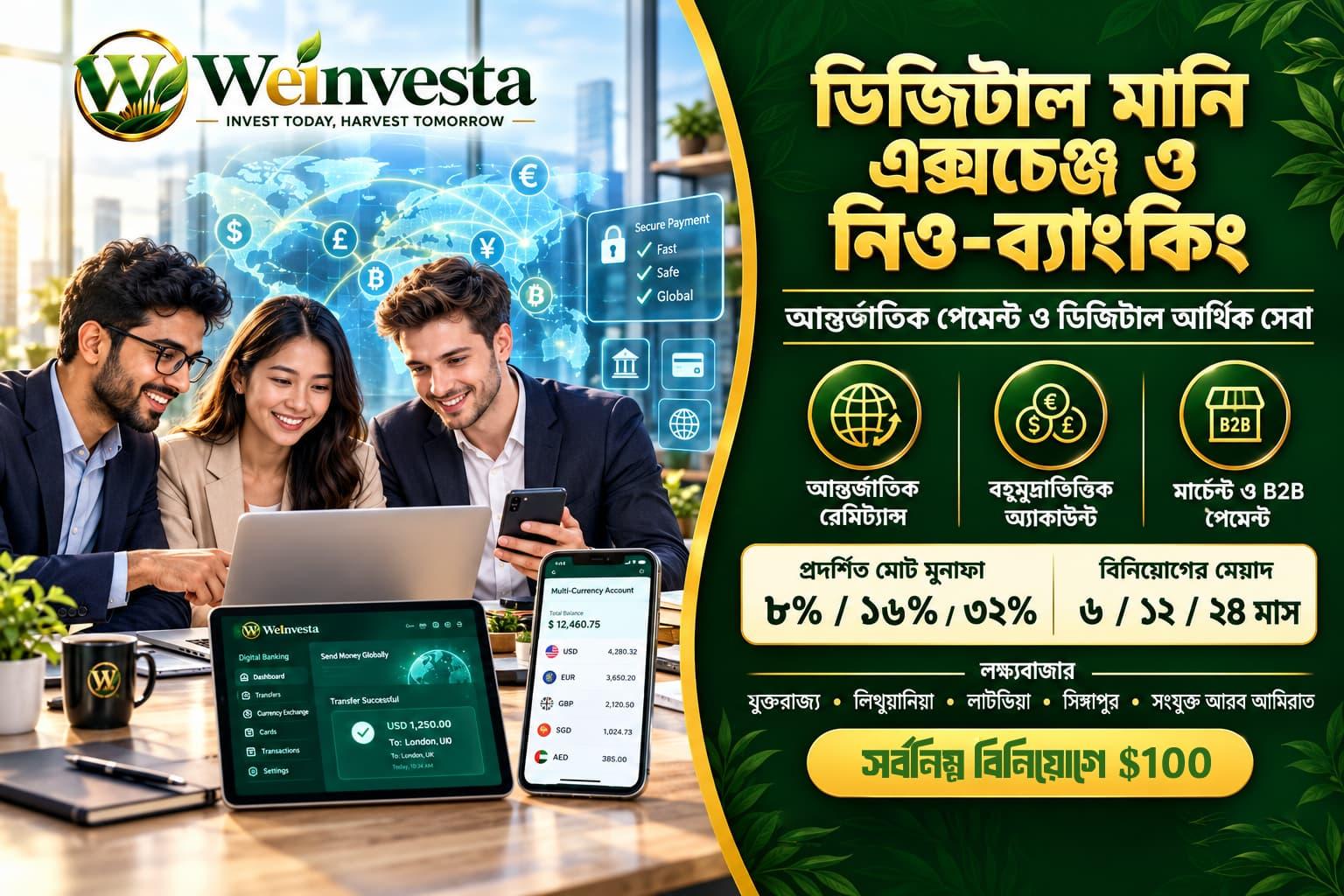আন্তর্জাতিক ডিজিটাল আর্থিক সেবার সম্ভাবনা । WeInvesta