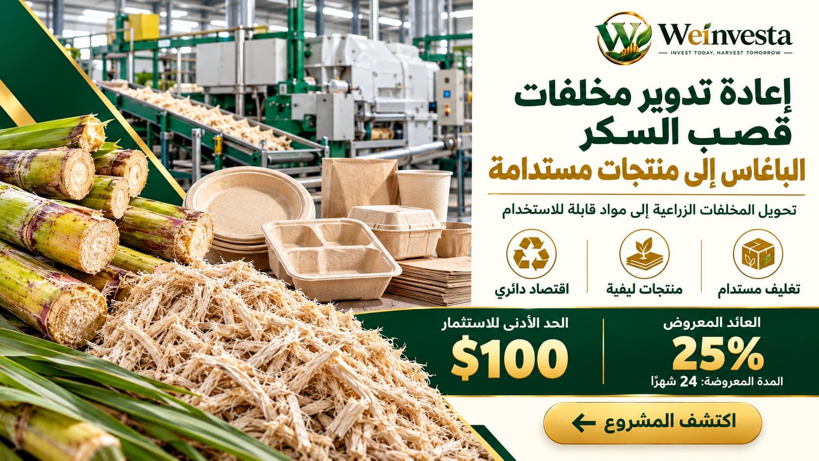 مشروع إعادة تدوير مخلفات قصب السكر | WeInvesta