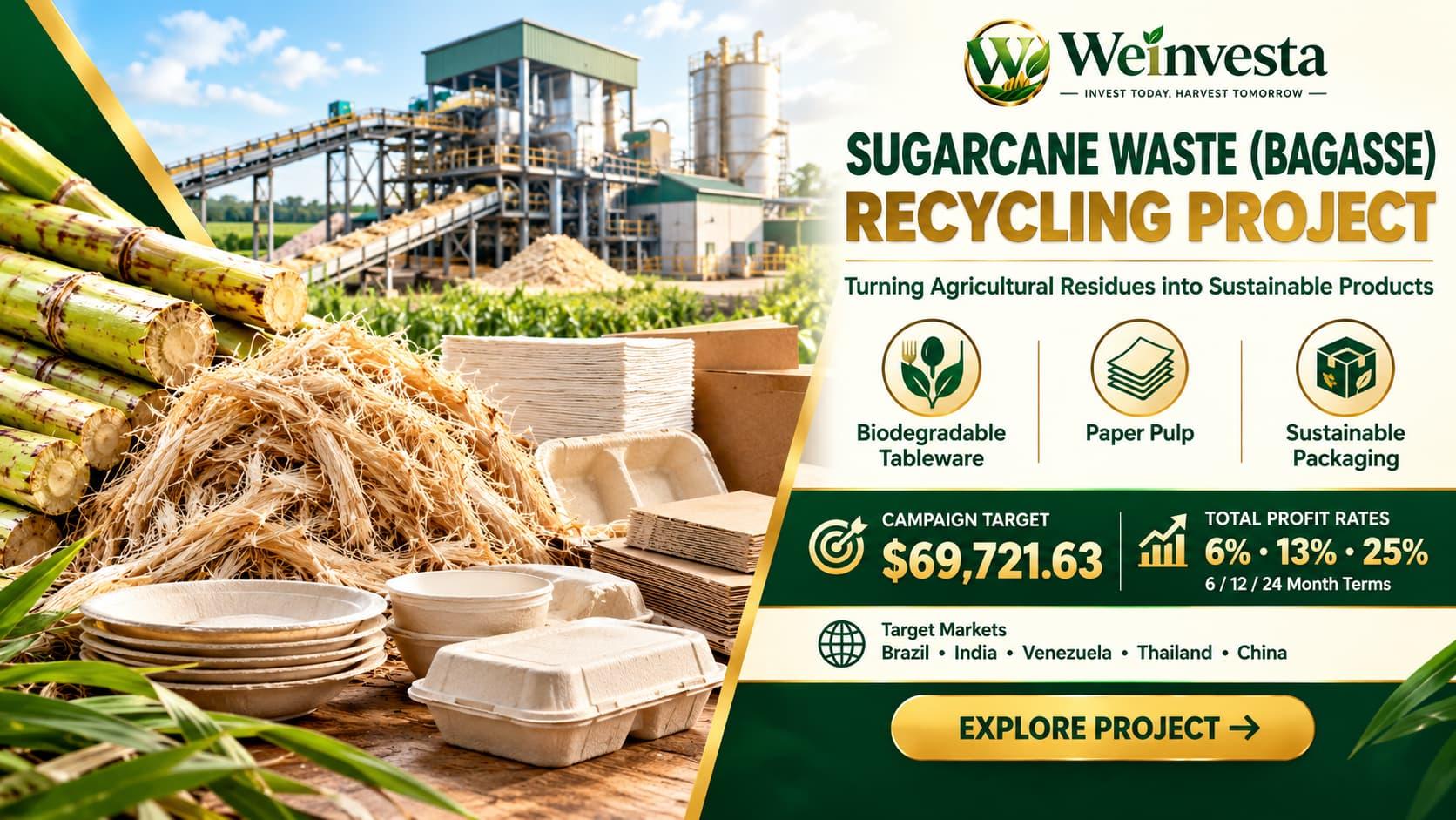Sugarcane Bagasse Recycling Project | WeInvesta