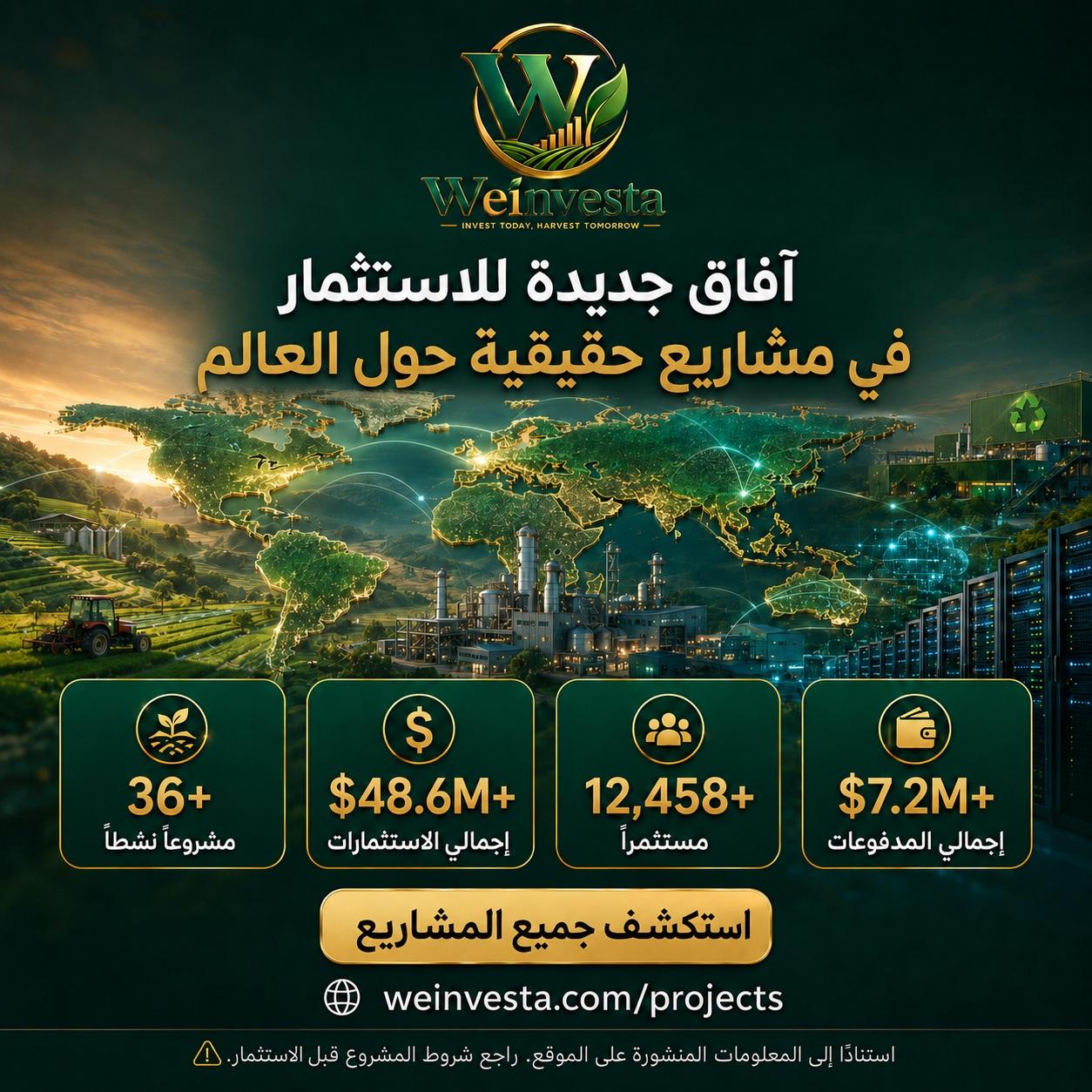 فرص استثمار عالمية في مشاريع حقيقية | اكتشف مشاريع