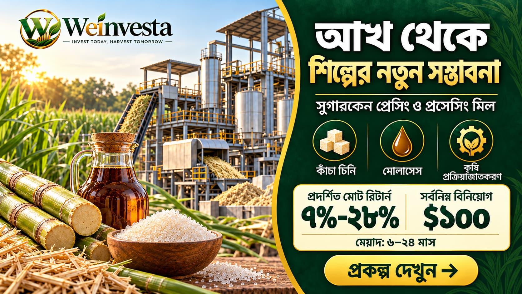সুগারকেন প্রেসিং ও প্রসেসিং মিল: সমন্বিত চিনি উৎপাদন ভ্যালু চেইন