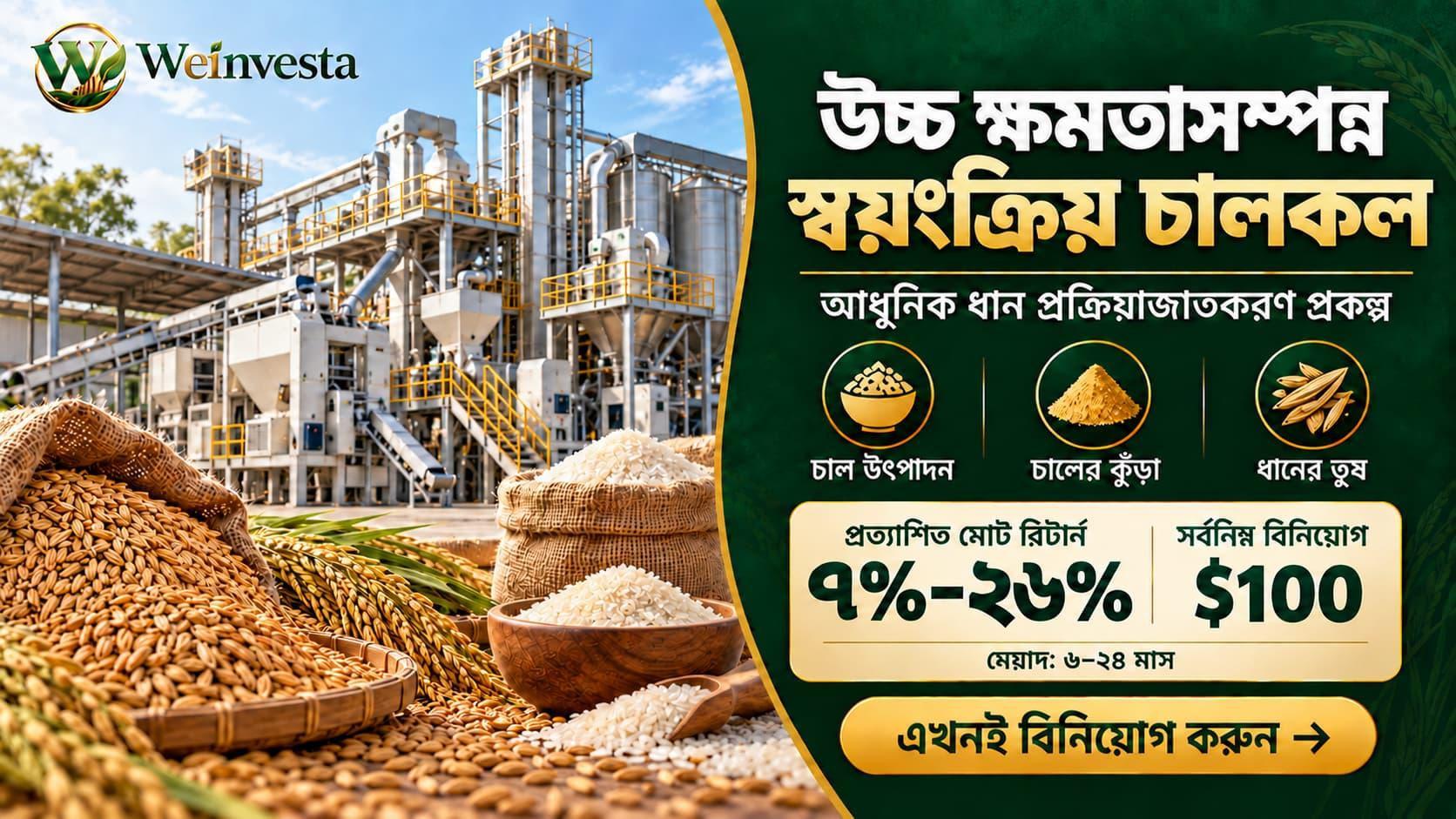 হাই-ক্যাপাসিটি অটো রাইস মিল প্রজেক্ট: আধুনিক ধান প্রক্রিয়াজাতকরণে বিনিয়োগের সুযোগ