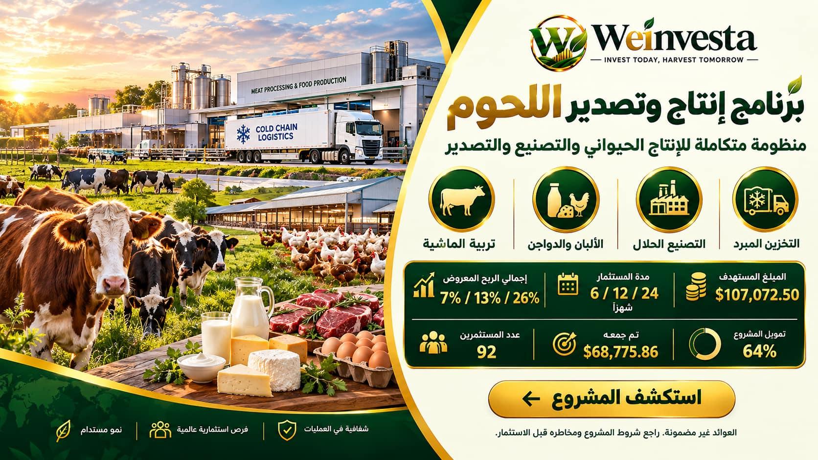 برنامج إنتاج وتصدير اللحوم | WeInvesta