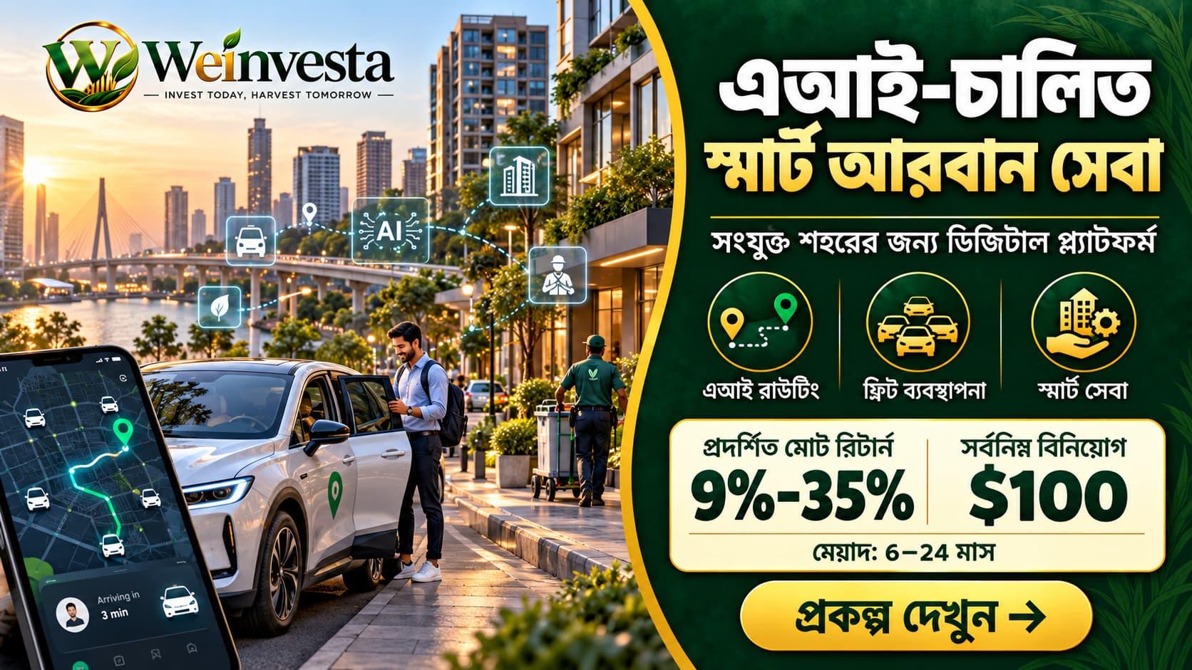 AI-চালিত স্মার্ট আরবান সার্ভিস প্ল্যাটফর্মে বিনিয়োগ | Weinvesta