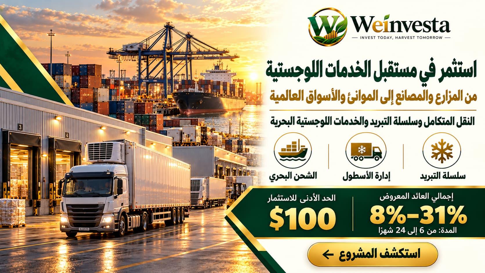 الاستثمار في النقل وسلسلة التبريد والخدمات اللوجستية البحرية | Weinvesta
