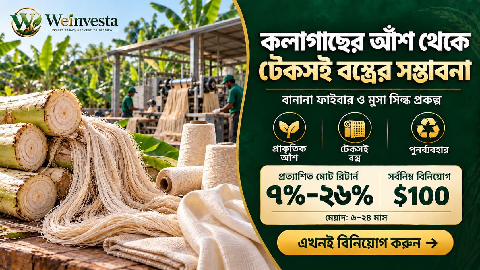 অর্গানিক ব্যানানা ফাইবার ও মুসা সিল্ক প্রজেক্ট: কৃষিবর্জ্য থেকে টেকসই উপকরণ